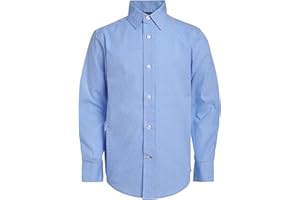 Tommy Hilfiger Boys Long Sleeve Dress Shirt, Collared Button-Down with Cuff Sleeves, Gingham