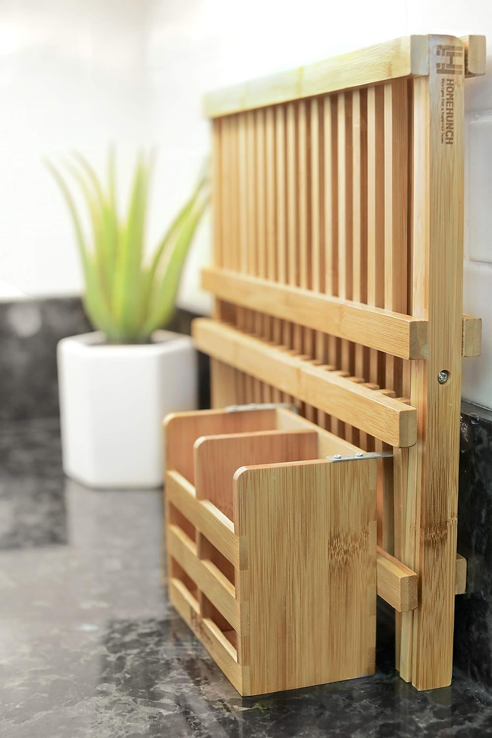 Bamboo Dish Drying Rack Foldable And Collapsible Eco Friendly Plate