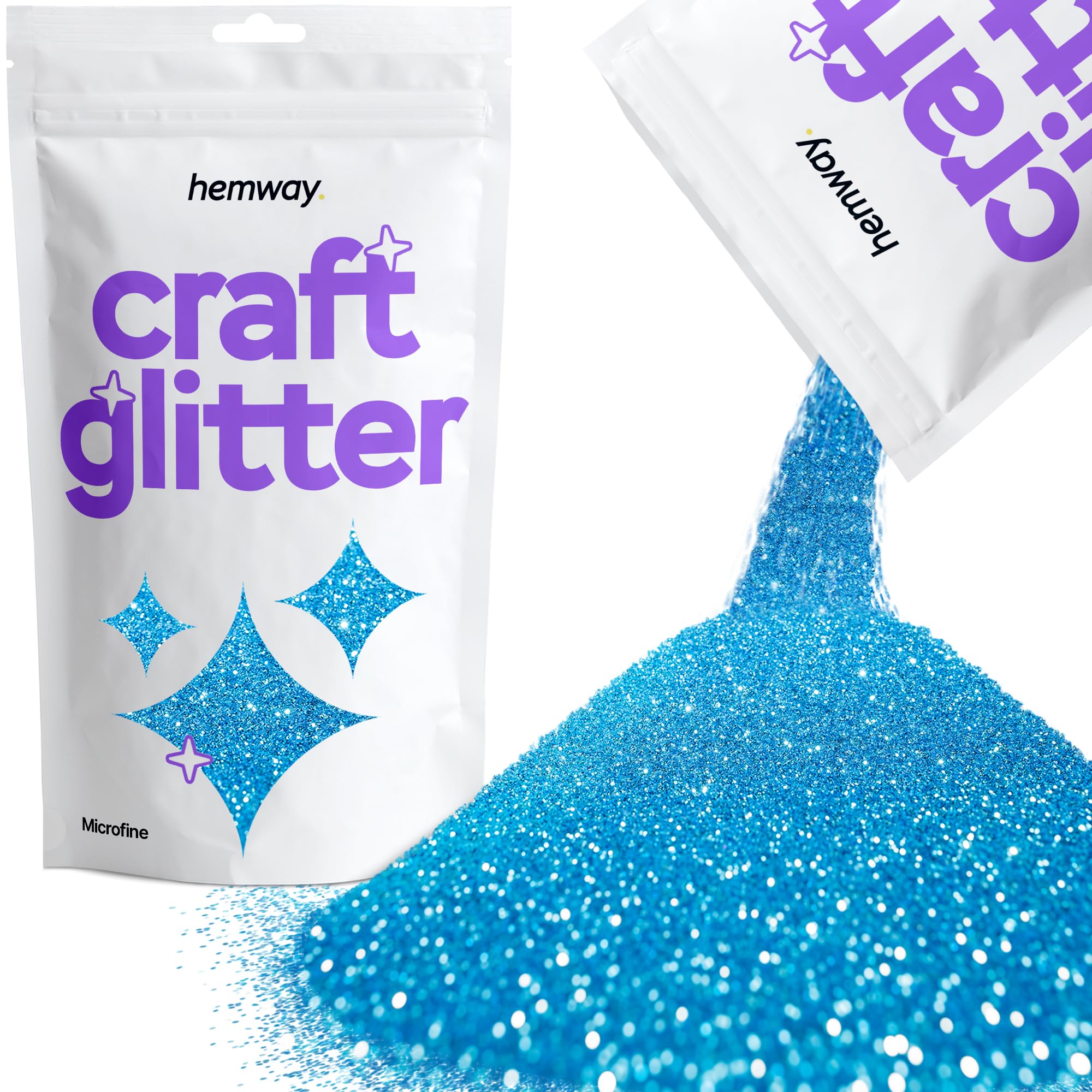 Hemway Craft Glitter Ocean Blue 100g Microfine Glitter for Crafts, Resin, Cosmetic, Nail, Face, Body, Festival, Tumblers, Art, Candle, Crafting