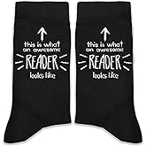 XZMBQ This Is What an Awesome Reader Looks Like Socks – Funny Book Lovers Gifts for Birthday, Christmas, Appreciation, etc.(202)