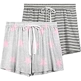 Korelayer 2 Pack Pajama Shorts for Women Cotton Sleep Shorts Casual Lounge Pants Drawstring Pj Bottoms