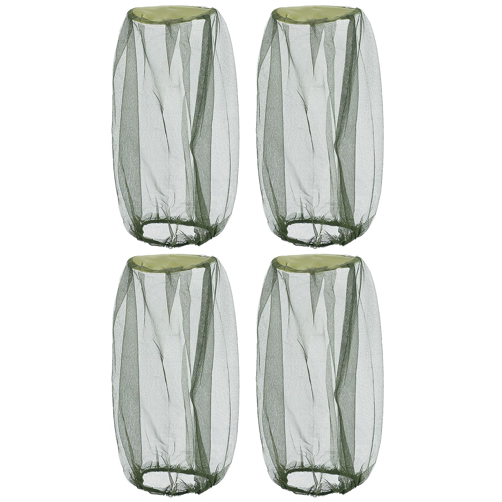 4PCS Mosquito Head Net, Extra Fine Holes Face Mesh Mosquito Net Hat, Midge Head Net for Gardening Hiking (DarkGreen)