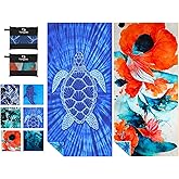 Yongoes 2 Pack Microfiber Lightweight Thin Beach Towel Sand Free Quick Dry Super Absorbent Large Towels for Swimming Pool Yoga Gym Travel Vacation Beach Accessories Essentials