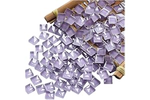 FAIRUO Light Purple Crystal Mosaic Tiles Squares Stained Glass for Crafts Supplies DIY Picture Frames Handmade Jewelry Coasters Art Material Decoration,1x1cm,100 Pieces