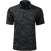 TAPULCO Mens Quick Dry Polo Shirts Camouflage Pattern Performance Athletic Lightweight Breathable Casual Golf Tshirts