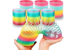 Liberty Imports 6 Pack: Large Magic Rainbow Coil Springs - 4" Classic Plastic Neon Plastic Walking Spring Toy, Bulk Kids Novelty Party Favor Supplies