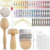 Afcabakila Darning Egg Darning Mushroom for Socks Darner Egg Kit Include 14 Hooks Small Weaving Darner Loom 9 Large Eye Needles 50 Colors Thread for DIY Handicraft Home Quickly Sewing Care Repair