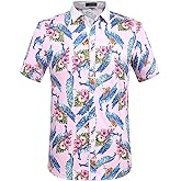 SSLR Hawaiian Shirt for Men Short Sleeve Button Down Shirts Summer Beach Shirts