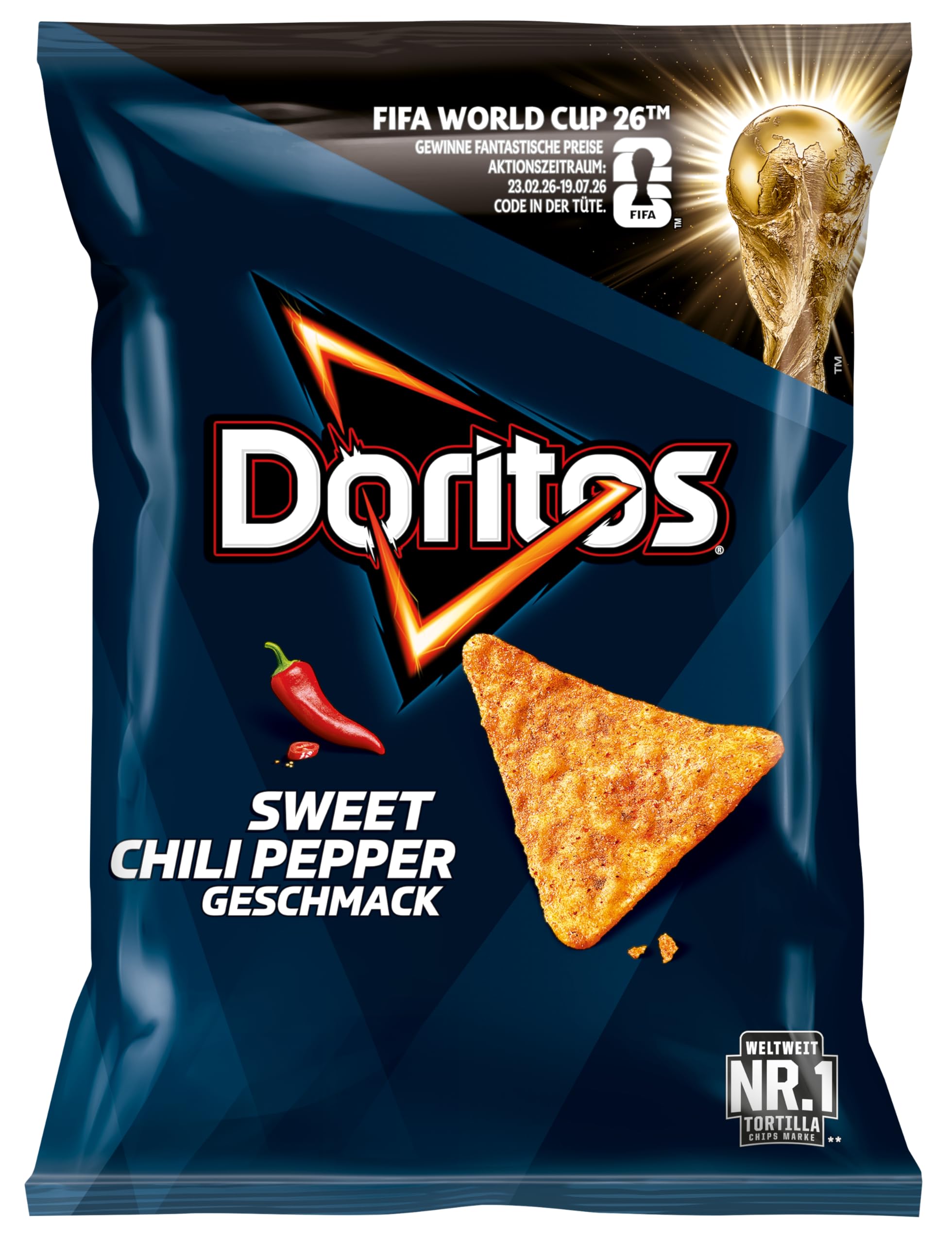 Doritos Sweet Chili Pepper - Tortilla Nachos mit süßem Chili-Geschmack - Herzhafter Snack zum Knabbern aus Mais (12 x 110g) (Verpackungsdesign kann abweichen) 4