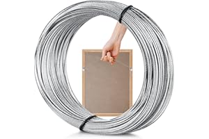 Taocar Picture Hanging Wire, 100-Feet Hanging Wire Heavy Stainless Steel line Rope for Photo Frame Picture, Holiday Decor, Crafts, Artwork, Mirror Hangings, Supports Up to 30lbs