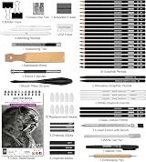 HIFORNY 60 Pcs Drawing Kit Sketch Pencils Set with 3-Color Sketchbook view 2