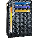 Tipmile Credit Card Holder for Women Slim Minimalist Front Pocket RFID Blocking Wallet Small Compact Card Case with ID Window, Woven Black