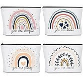 Saintrygo 4 Pcs Rainbow Cosmetic Bag Teacher Nurse Inspirational Gift Bags for Women Girls You Are Loved Beautiful Kind Makeup Bag Bulk Personalized Canvas Purse Pouch for Toiletry Travel(Fresh)