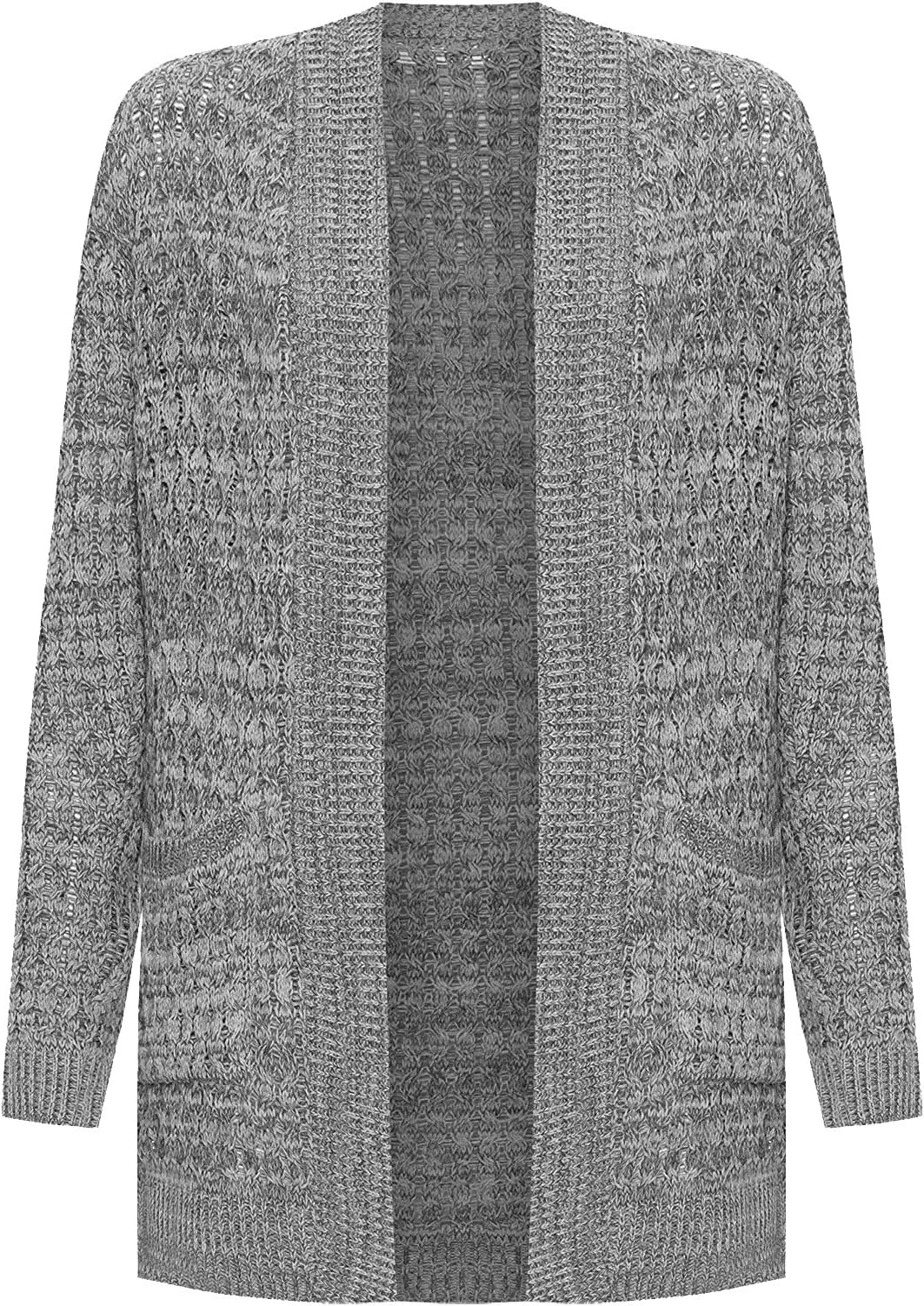 F4S® Women's Plus Size Cable Knitted Long Sleeve Top Ladies Open Boyfriend Pocket Cardigan 16-24