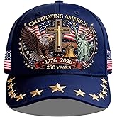 250 Anniversary USA Hat,Eagle Liberty Cross Printed Pattern,America 250th Merchandise,Adjustable Baseball Cap for Men Women