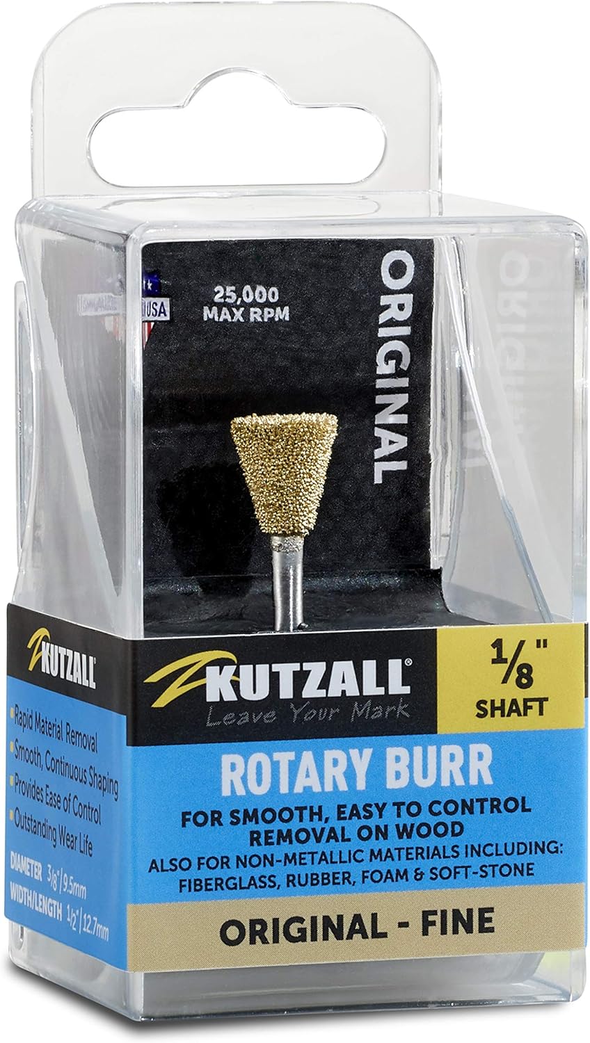 Kutzall Original Dove Tail Rotary Burr, 1⁄8" Shaft, Fine, Woodworking Attachment for Dremel Foredom, DeWalt - Image 3