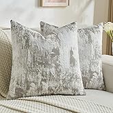 FUTEI Grey White Decorative Throw Pillow Covers 18x18 Inch Set of 2,Jacquard Weave Cushion Case in Soft Faux Cashmere,Modern Home Decor for Couch Living Room