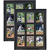 Trading Card Display Frame for 9 Standard Cards, 2 Pack, UV Protection, Black Pasted Double Mats, Sports Card Collector Wall Display, Holder for Baseball Basketball Football Hockey Standard Cards