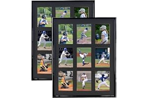 GOLD HOME Trading Card Display Frame for 9 Standard Cards, 2 Pack, UV Protection, Black Acid-Free Mat, Sports Card Collector Wall Display, Holder for Baseball Basketball Football Hockey Pokemon Standard Cards