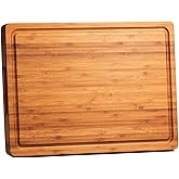 Bamboo Cutting Boards for Kitchen, Extra Thick Wood Butcher Block, Heavy Duty Wooden Chopping Block, Charcuterie Boards & Cheese Platter, 14"x10"x0.9"