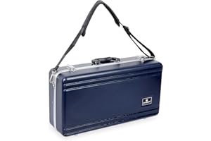 Crossrock Woodwind Case, ABS Hardshell with Single Shoulder Strap, Accessories Pocket, Locking Latch, Fits Trumpet-Blue(CRA86