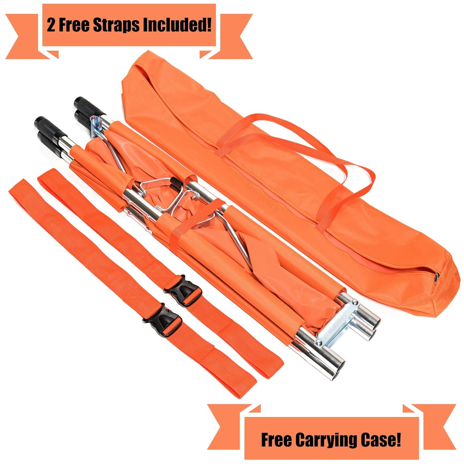 Folding Stretcher Made from Top Grade Aluminum Alloy Gurney Stretcher with Heavy Duty Handles Medical Stretcher with Rubber Feet Portable Stretcher for Patient Transport (Orange): Industrial & Scientific