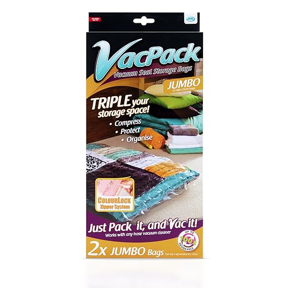 JML VacPack 2 x Reusable Space Saving Double Sealed Storage Vacuum Bag (Jumbo Amazon.co.uk