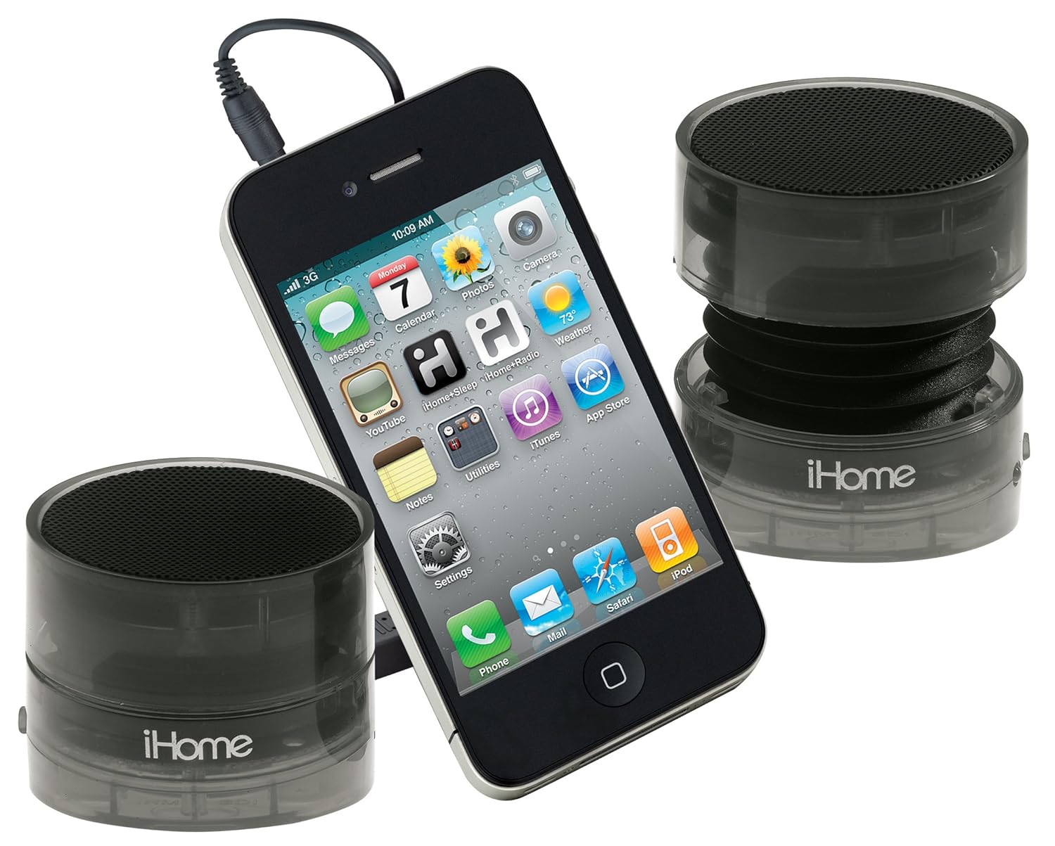 Amazon.com: iHome iHM78 Rechargeable Mini Speakers (Translucent Gunmetal  Gray): Home