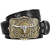 BELTROAD Cowboy Belts for Men Women Western Leather Buckle Belt Cowboy Cowgirl Embossed Belt for Jeans Christmas Men's Belt