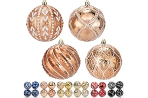 GNFLUS Christmas Balls Ornaments 3.94" Rose Gold Christmas Ornaments Ball Shatterproof Plastic Christmas Balls for Xmas Tree Decorations Big Hanging Ornaments for Holiday Wedding Party Indoor Outdoor Decor