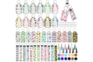 YALINKA 96Pcs Travel Bottle Chapstick Lanyard Keychain Holders with Tassel Pom Pom, Reusable Lip Balm Pouch Protective Cases
