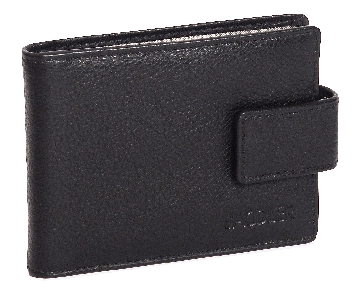 SADDLER Womens Soft Real Leather Mini RFID Credit Card Holder with Tab | Designer Card Case for Ladies | Gift Boxed -Black