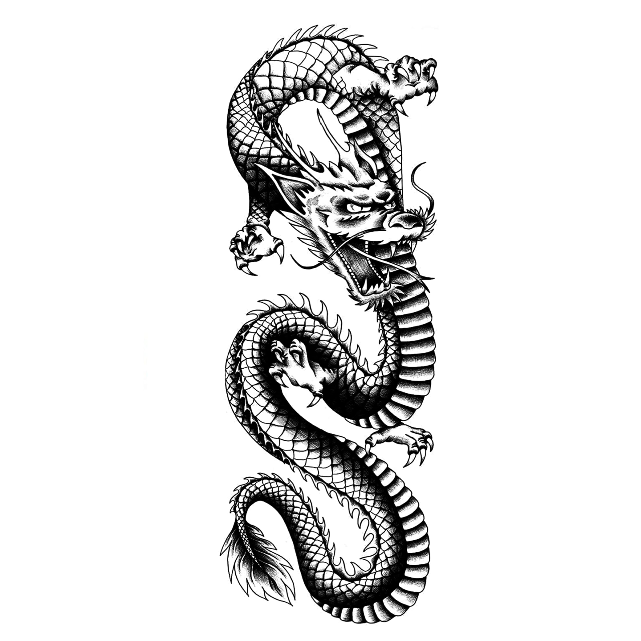 Dragon Large Temporary Japanese Chinese Tattoo for Men, Women, Teens, Kids Boys adn Girls stickers for legs arms shoulders for rockstar and biker fancy dress