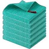 Homaxy 100% Cotton Terry Kitchen Dish Cloths, Ultra Soft and Absorbent Dish Towels for Kitchen, Suitable for Drying and Washing Dishes, 6 Pack, 12 x 12 Inches, Turquoise