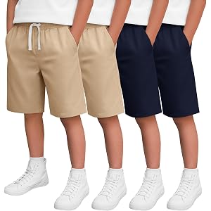 Hyggeweir Boys School Uniform Shorts | Teen Bermuda Shorts, Performance Dress Shorts with Pockets, Summer Back to School Wear