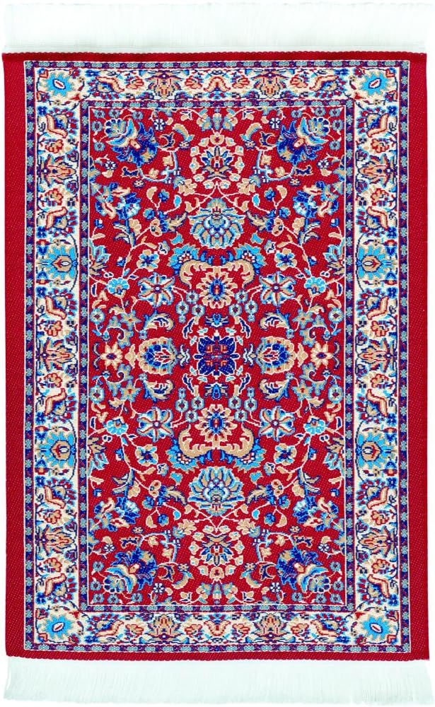 Mouse Pad - Oriental Carpet Woven Fabric Mousepad - Assorted Red Carpet Design Available at This time -Red Tabriz Design