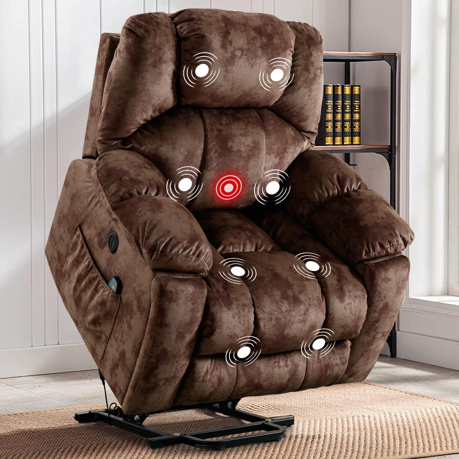 Photo 1 of *************INCOMPLETE ITEM, THIS IS ONLY BOX 2 OUT OF 3****************
Phoenix Home Large Power Lift Recliner with Massage and Heat for Elderly, Electric Chair with USB Port, 2 Hidden Cup Holders, Brown