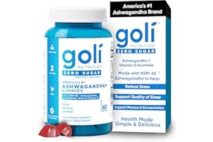 Goli Zero Sugar Ashwagandha Gummies with KSM-66, L-Theanine, Maca and Vitamin D - No Sugar Alcohols - Vegan, Keto-Friendly, Non-GMO