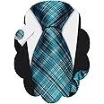 Barry.Wang Designer Classic Ties for Men Set Formal Pocket Square Cufflink Check Plaid
