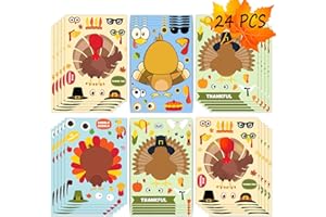 Happy Storm Thanksgiving Stickers for Kids, 24 Sheets Make a Turkey Face Stickers Bulk, Turkey Stickers for Kids, Thanksgiving Crafts for Kids, Thanksgiving Party Favors Supplies Activities Gifts
