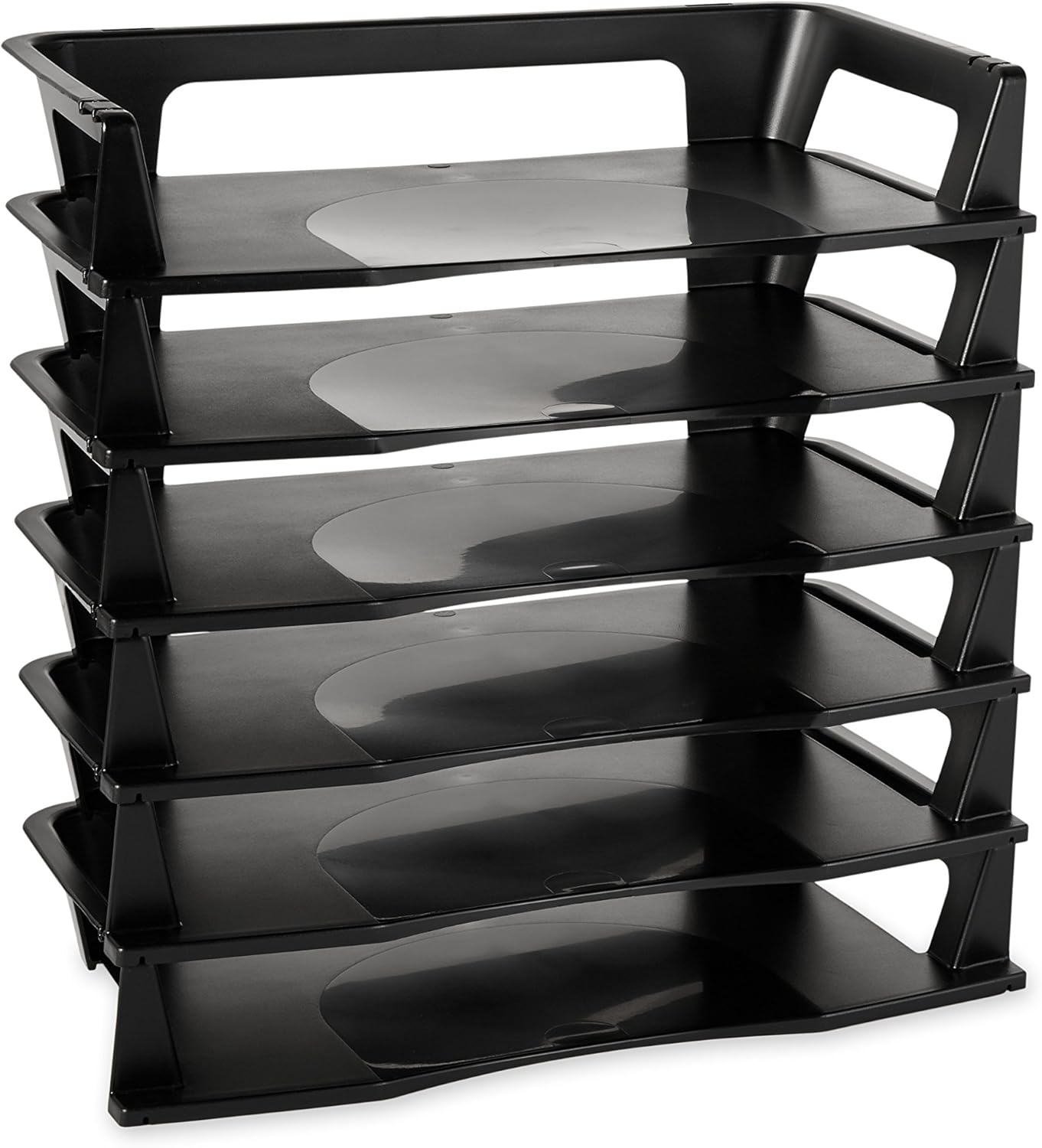 Rubbermaid Regeneration Letter Tray, Six Tier, Plastic, Black (86028) : Office Desk Trays : Office Products