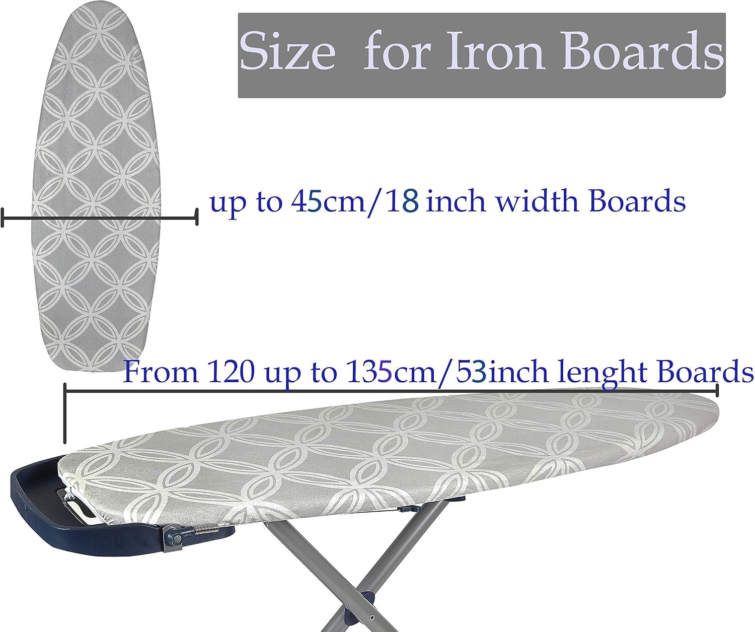 Extra Thick 7mm ironing board cover Designed in the UK. Ironing board covers fit all boards 145 cm in length and 54cm in width. ironing board covers large and medium.Full-Size Scorch Resistant Padding - Image 3