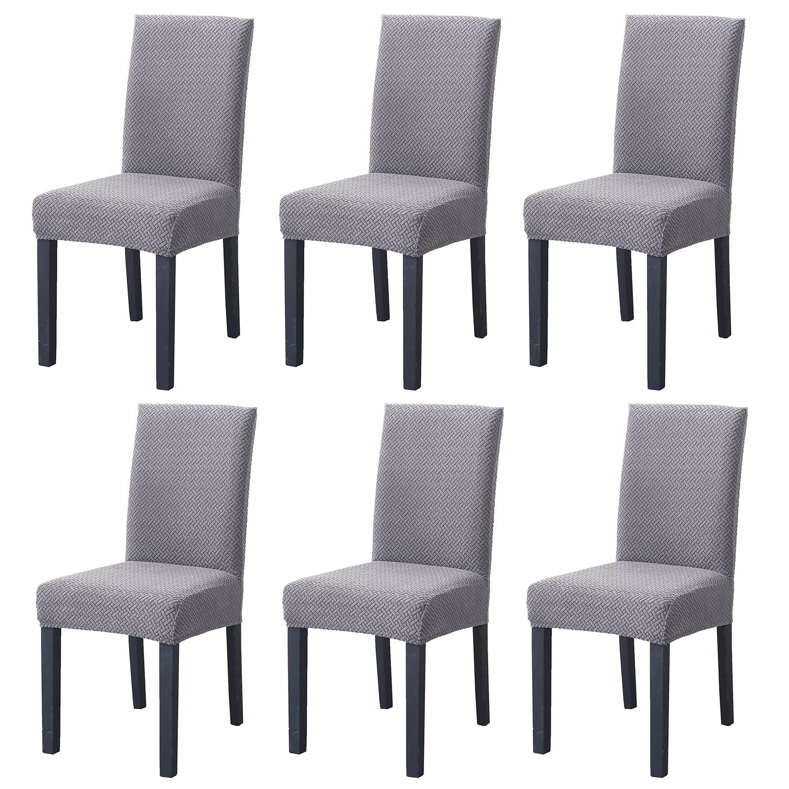 PETCUTE Dining chair covers stretch chair covers dining seat covers Set of 6 Gray