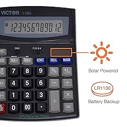 Victor 1190 Desktop Display Calculator, Black, 1" x