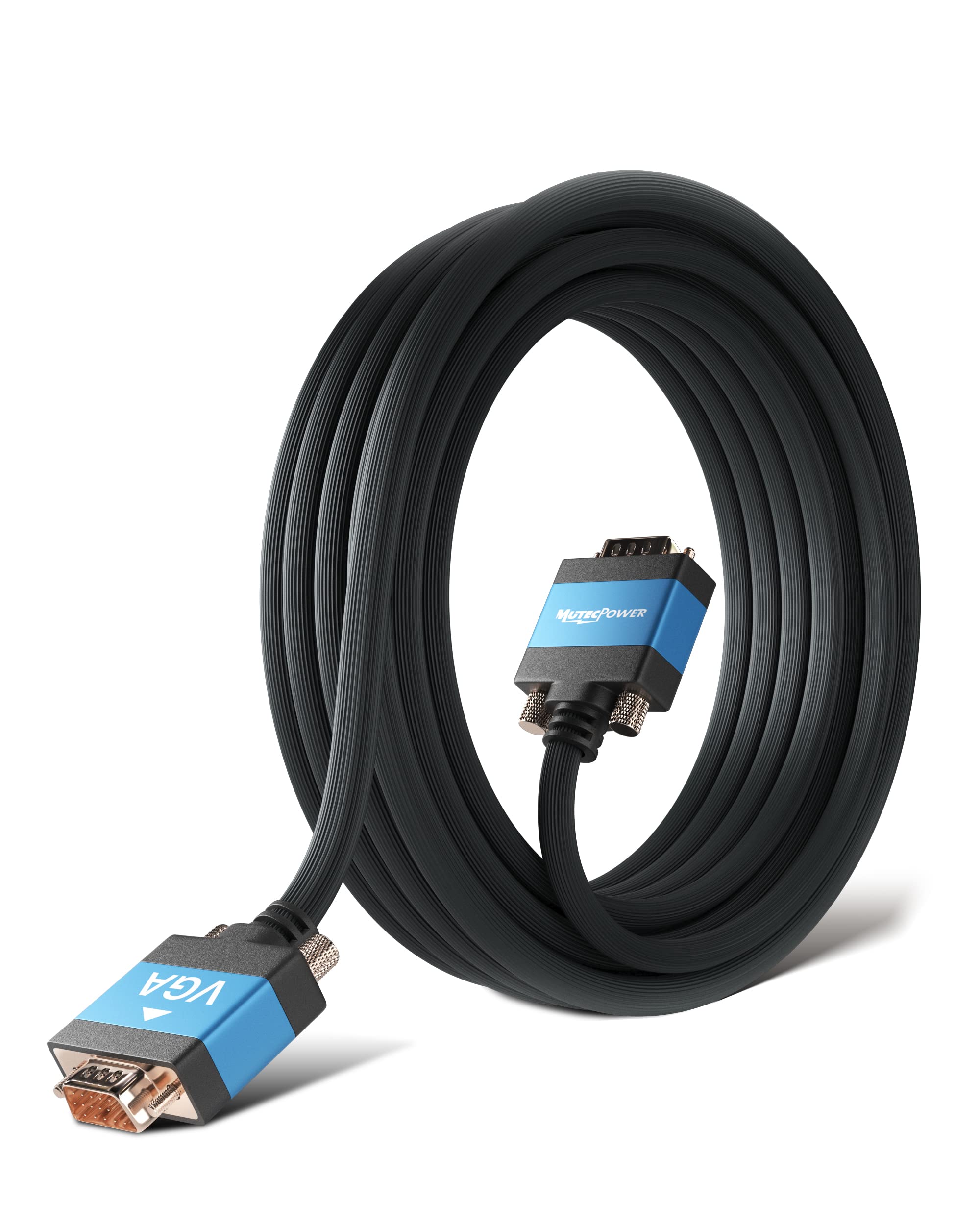 MutecPower Multi-Cable 10 m VGA cable 15 pin High Resolution SVGA to S VGA Monitor cable male to male Blue/Black (10 meter) for projectors, displays, HDTVs