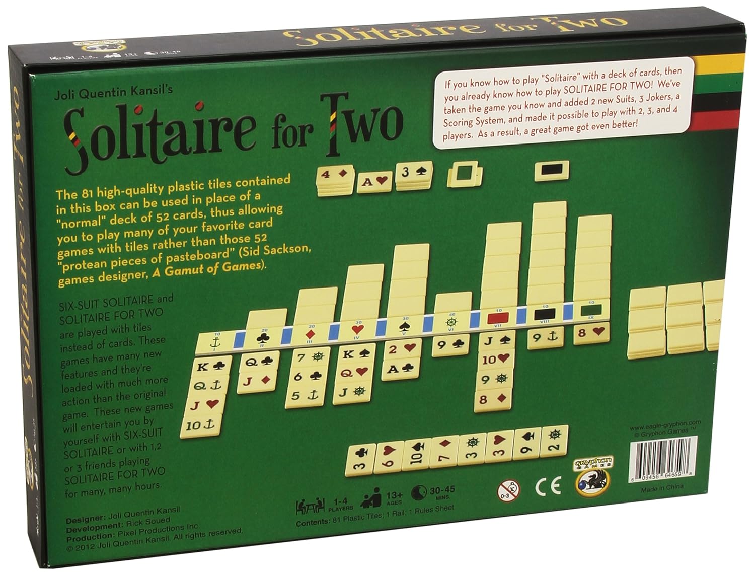 Solitaire for 2 Juego de fichas (Egale Games FRD101322 Solitaire for 2 Juego de fichas (Egale Games FRD101322