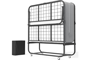 Bonusall Folding Bed with Mattress, Rollaway Bed with Mattress for Adults, 5" Thick, Space-Saving Sturdy Metal Twin Frame, 75" x 38" Portable Foldable Bed, Fold Up for Easy Storage