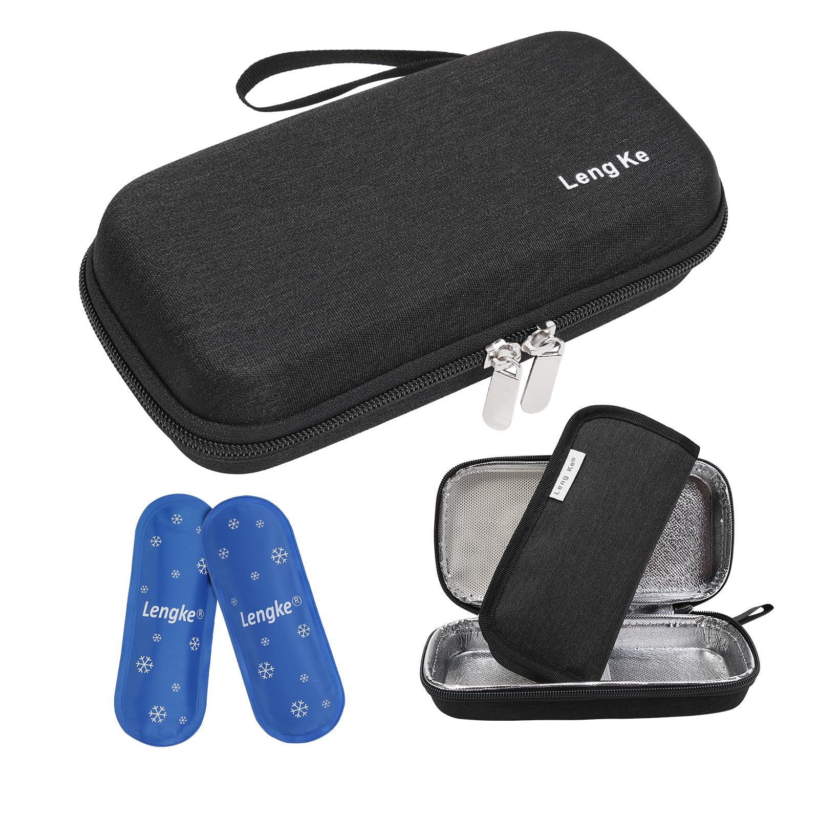 BOMKEE Insulin Cooler Travel Case, Insulated Pouch for Insulin Refrigerated Medicine Organizer Bag Carrying Case Storage Bag with 2 Ice Pack