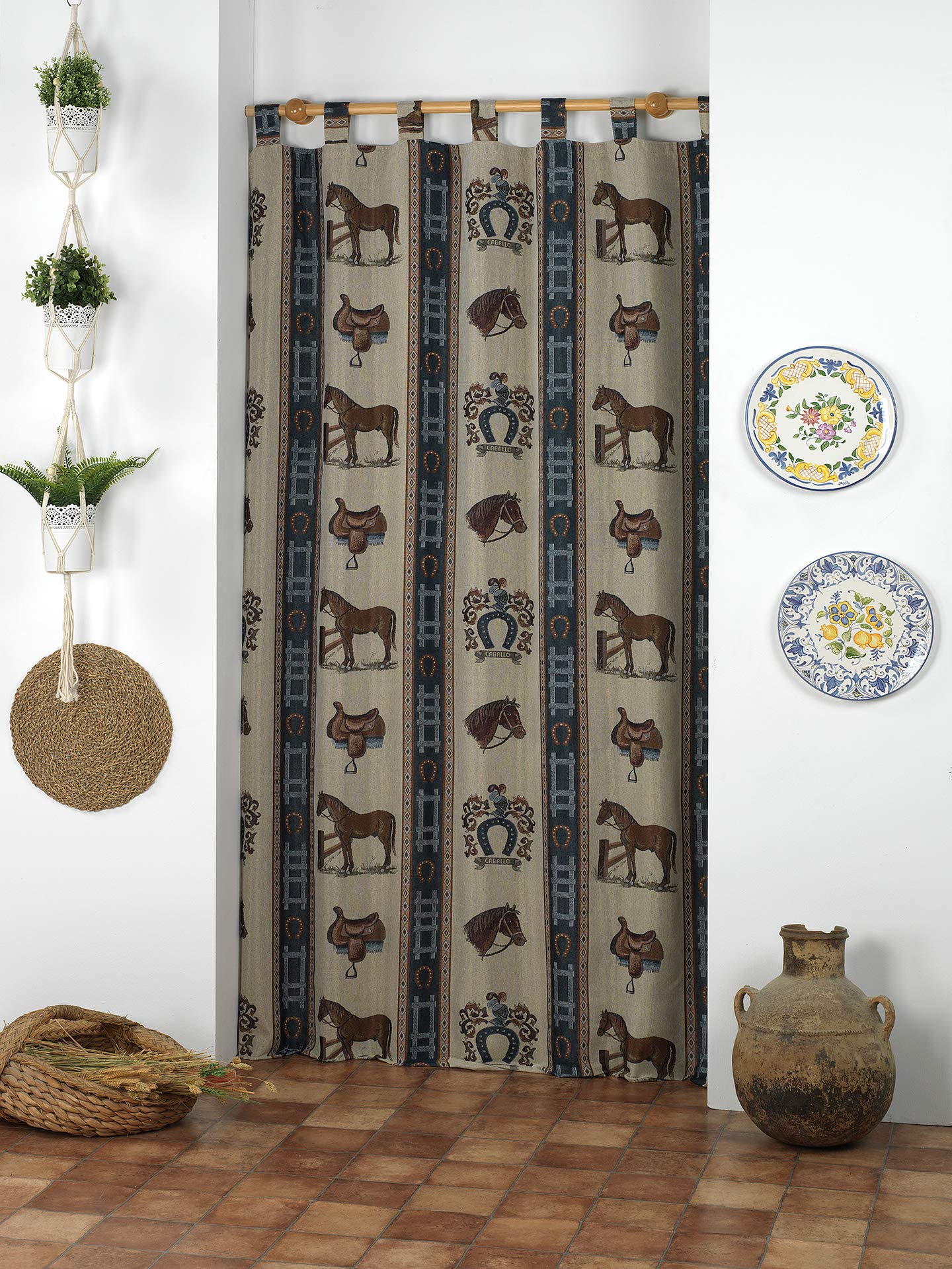 Martina Home Caballo Blue Curtain, 140 x 260 cm