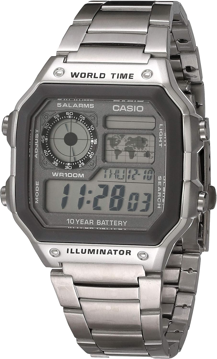 Casio Men s Digital Quartz Watch With Stainless Steel Strap AE 1200WHD Casio Men s Digital Quartz Watch With Stainless Steel Strap AE 1200WHD